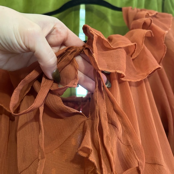 ASOS Ruffled Maxi Dress in Rust - Picture 4 of 7